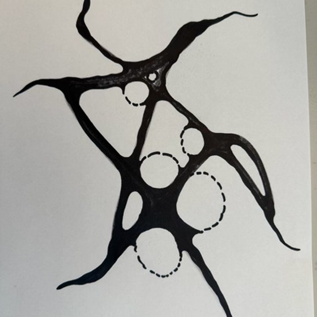 The line's crossings softened into rounded structure