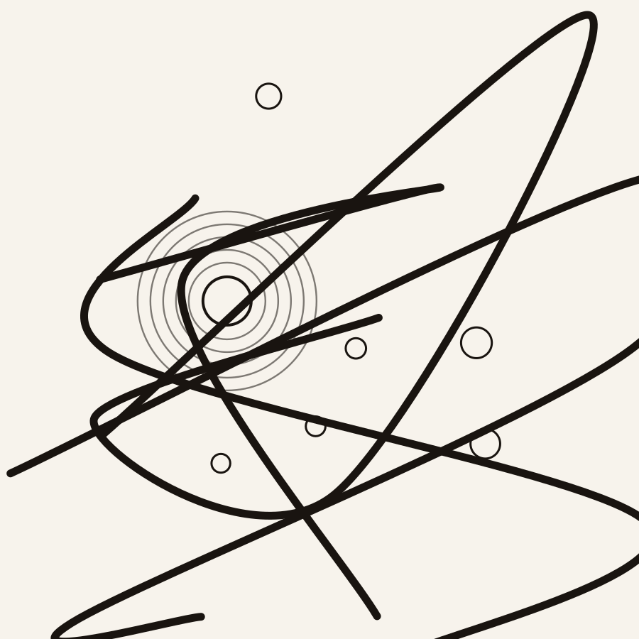 The line's crossings softened into rounded structure