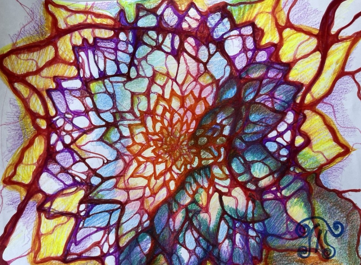 NeuroGraphica artwork by Tanya Onishchenko — a radiant rainbow bloom