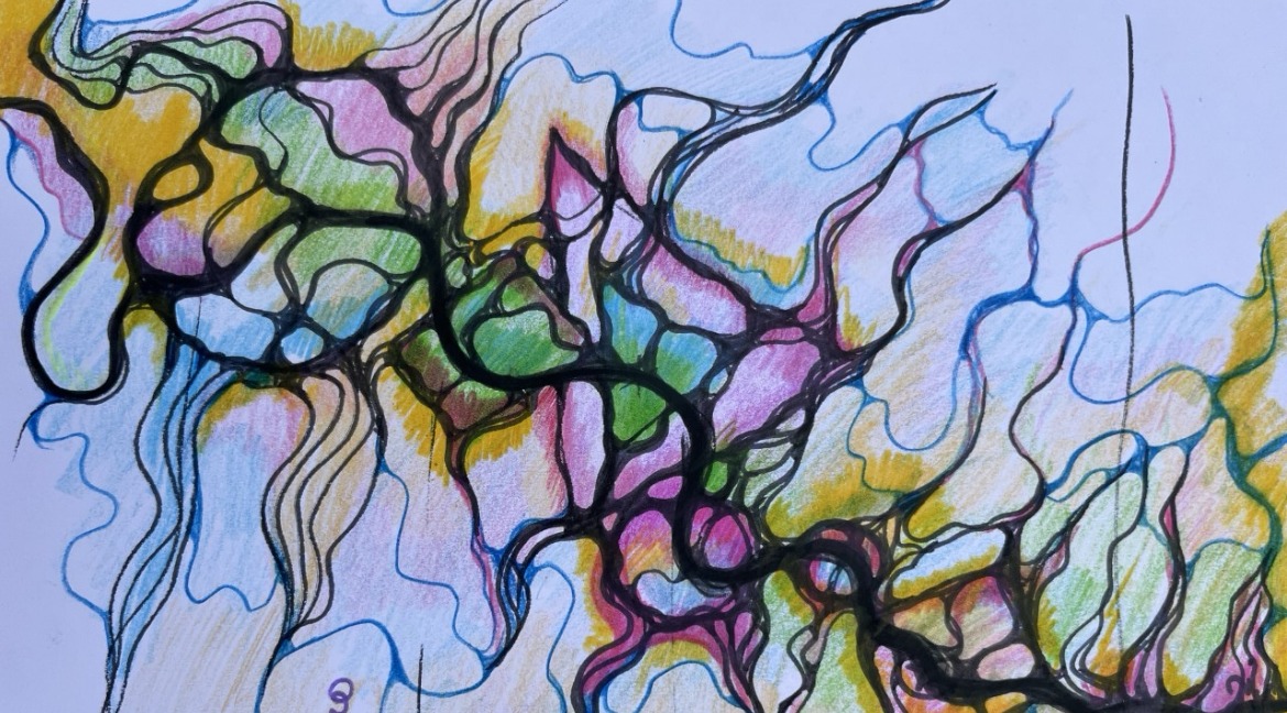 NeuroGraphica artwork by Tanya Onishchenko — a flowing neural web of color